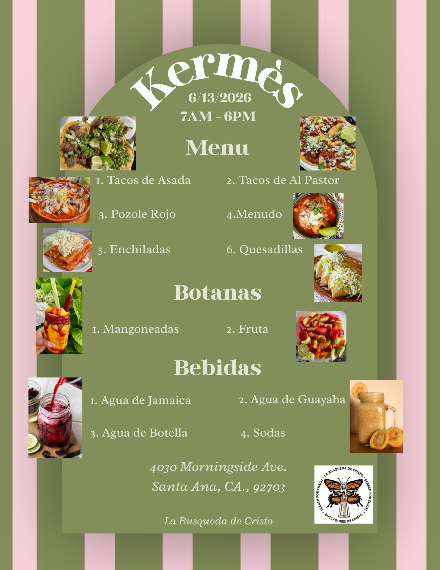 Menú Kermés La Búsqueda 2026